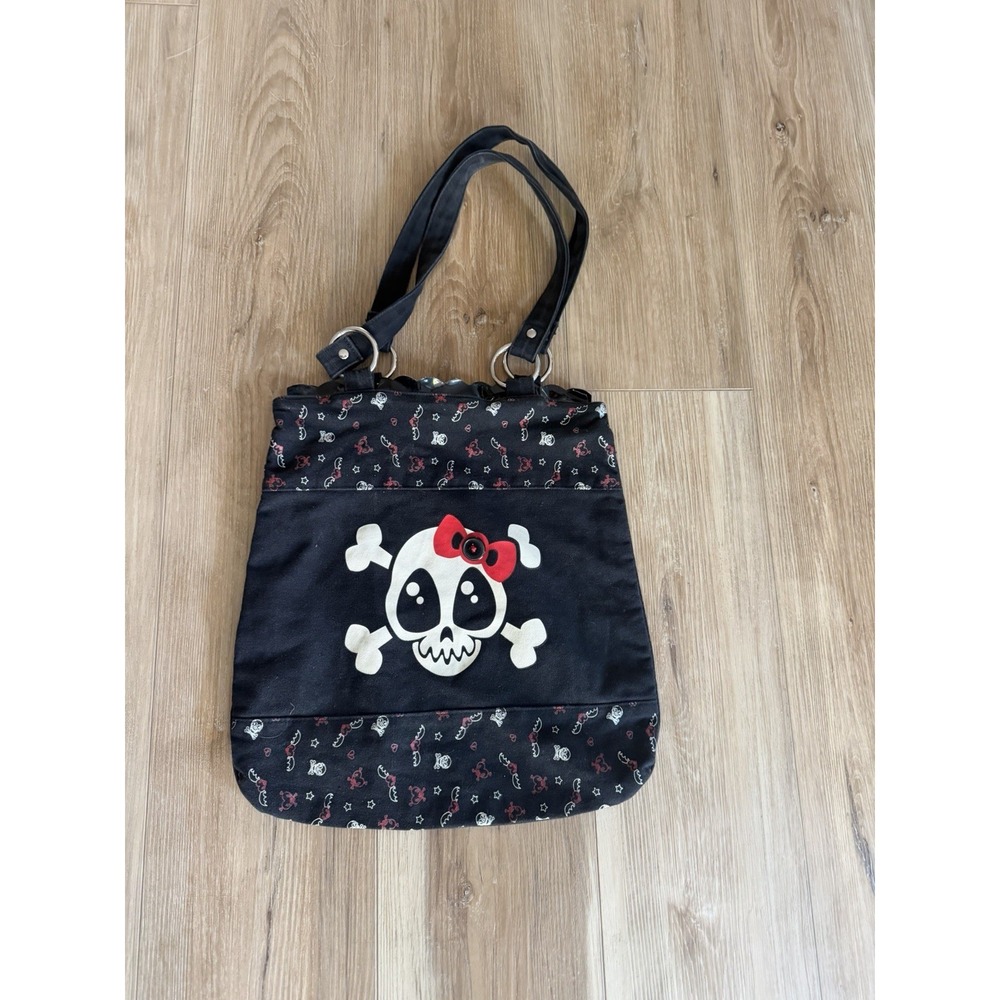 RUBY GLOOM Y2K CROSSBODY SHOULDER BAG SKULL BOW BLACK RED AOP 14x13.5"